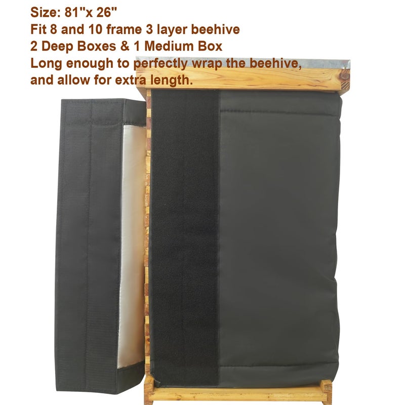 witbee 2 Pcs Winter Bee Hive Wrap for 10 and 8 Frame Beehives Thickened Beehive Wrap for Winter Beehive Insulation Wrap Cozy Windproof Warm Bee Hive Winter Protection Cover Waterproof, Adjustable 81" x 26" - Image 4